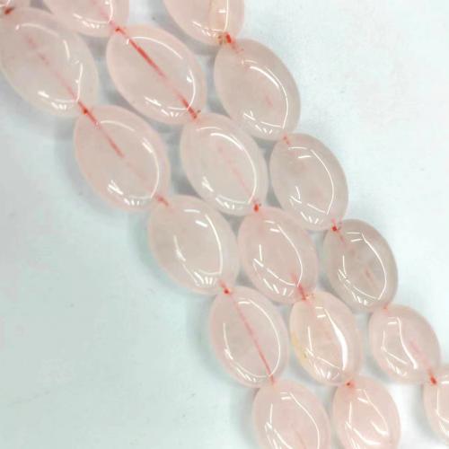 Natürliche Rosenquarz Perlen, oval, DIY, Rosa, 10x14mm, ca. 25PCs/Strang, verkauft von Strang