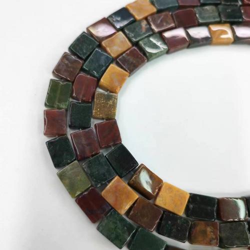Natürliche Indian Achat Perlen, Indischer Achat, Quadrat, DIY, gemischte Farben, 8x10mm, ca. 38PCs/Strang, verkauft von Strang