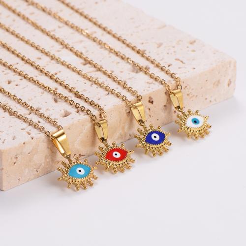 Evil Eye Jewelry Necklace, 316L Stainless Steel, fashion jewelry & for woman & enamel Approx 45 cm 