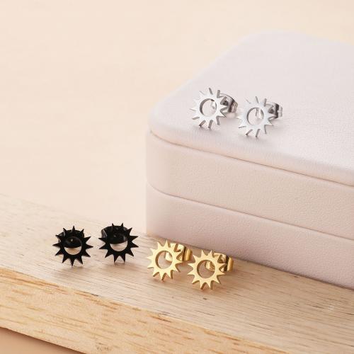 Stainless Steel Stud Earring, 304 Stainless Steel, Sun, plated, for woman 