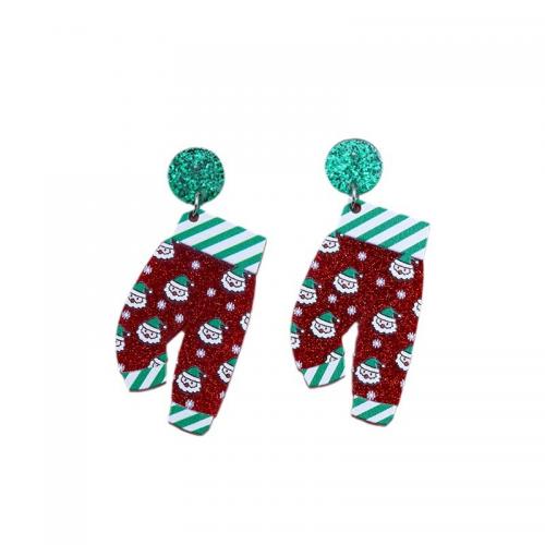 Boucles d'oreilles de Noël, Acrylique, impression, Conception de Noël & bijoux de mode & pour femme, plus de couleurs à choisir Vendu par paire