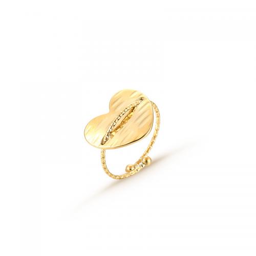 Stainless Steel Finger Ring, 304 Stainless Steel, Heart, 18K gold plated, fashion jewelry & for woman, Inner 18mm. 