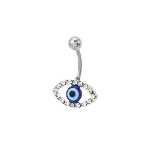 Stainless Steel Belly Ring, 304 Stainless Steel, with enamel, fashion jewelry & for woman & with rhinestone 