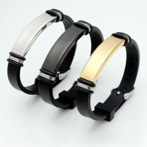 Silicone Stainless Steel Bracelets, with 304 Stainless Steel, polished, fashion jewelry & Unisex cm Approx 22.5 cm [