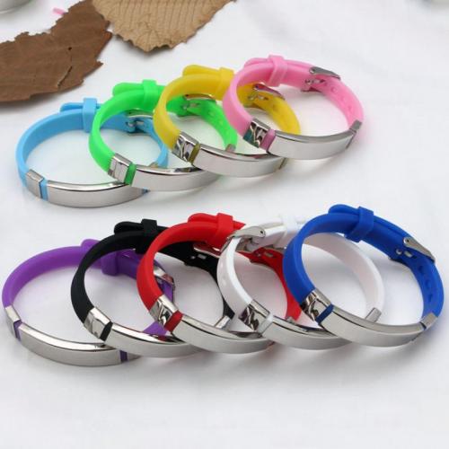 Silicone Stainless Steel Bracelets, with 304 Stainless Steel, fashion jewelry & Unisex cm Approx 22.5 cm 