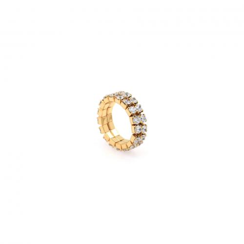 Zircon pavent l'anneau en laiton de doigt, beignet, Plaqué or 18K, bijoux de mode & pavé de micro zircon & pour femme, inner ~20mm, Vendu par PC