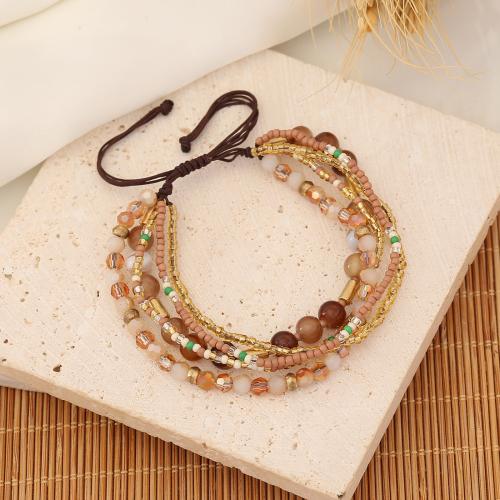 Glass Seed Beads Bracelets, Seedbead, with Crystal, Length Adjustable & fashion jewelry & for woman & enamel Approx 25 cm 