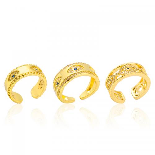 Zircon pavent l'anneau en laiton de doigt, Placage de couleur d'or, bijoux de mode & normes différentes pour le choix & pavé de micro zircon & pour femme, plus de couleurs à choisir, Vendu par PC