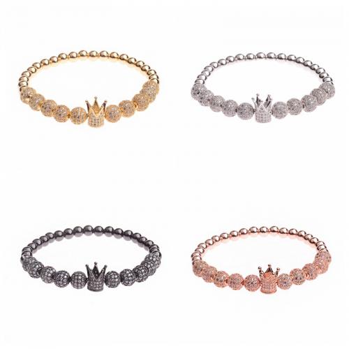 Cubic Zirconia Micro Pave Brass Bracelet, Crown, plated, fashion jewelry & micro pave cubic zirconia & for woman Approx 17-19 cm 