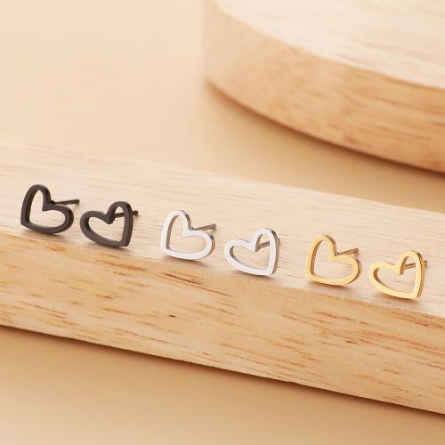 Stainless Steel Stud Earring, 304 Stainless Steel, Heart, plated, for woman 