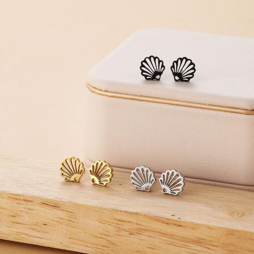 Stainless Steel Stud Earring, 304 Stainless Steel, Shell, plated, for woman 