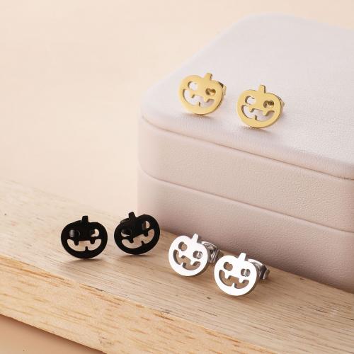 Stainless Steel Stud Earring, 304 Stainless Steel, Pumpkin, plated, for woman 