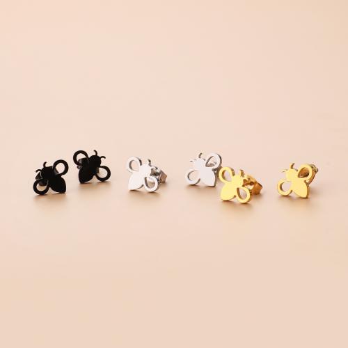 Stainless Steel Stud Earring, 304 Stainless Steel, Bee, plated, for woman 