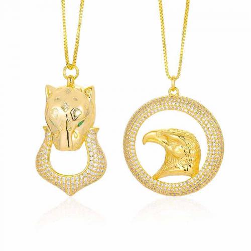 Cubic Zircon Micro Pave Brass Necklace, with 5cm extender chain, gold color plated, fashion jewelry & micro pave cubic zirconia & for woman Approx 43 cm 