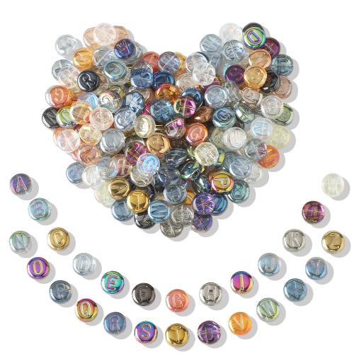 Perlas de cristal de moda, Vidrio, Carta del alfabeto, chapado, diferentes estilos para la opción, multicolor, 10mm, aproximado 30PCs/Bolsa, Vendido por Bolsa
