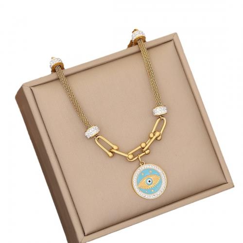 304 Stainless Steel Necklace, with 2inch extender chain, gold color plated & for woman & with rhinestone Approx 15.7 Inch 