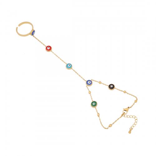304 Edelstahl Ringarmband, goldfarben plattiert, verschiedene Stile für Wahl & für Frau & Emaille, Größe:8, verkauft von PC[