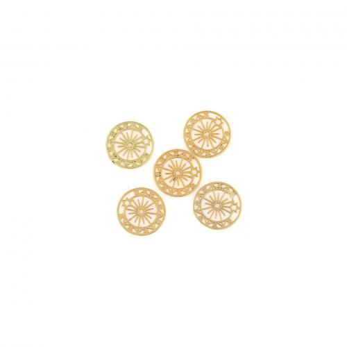 Hollow Brass Pendants, Flat Round, 18K gold plated, fashion jewelry & DIY 