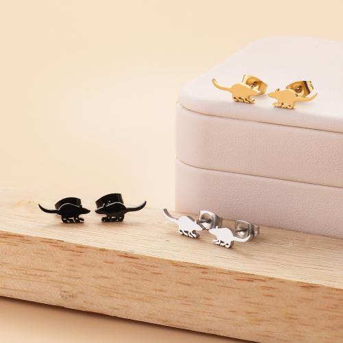 Stainless Steel Stud Earring, 304 Stainless Steel, Mouse, plated, for woman 