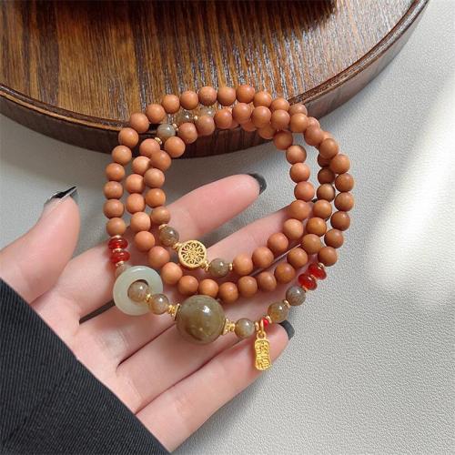 Red Agate Bracelets, Sandalwood, with Hetian Jade & Red Agate & Zinc Alloy, fashion jewelry cm 