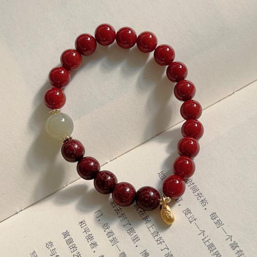 Red Agate Bracelets, Yunnan Red Agate, with Hetian Jade & Sandalwood, fashion jewelry, red .5 cm 