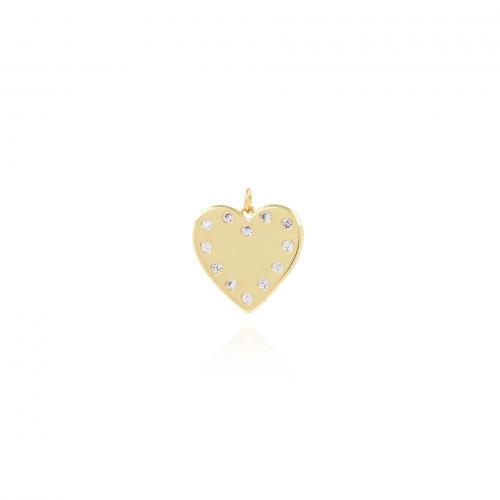 Cubic Zirconia Micro Pave Brass Pendant, Heart, 18K gold plated, fashion jewelry & DIY & micro pave cubic zirconia 