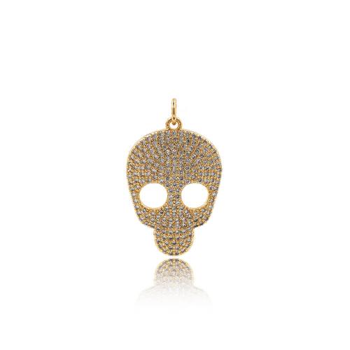 Cubic Zirconia Micro Pave Brass Pendant, Skull, plated, fashion jewelry & DIY & micro pave cubic zirconia & hollow 