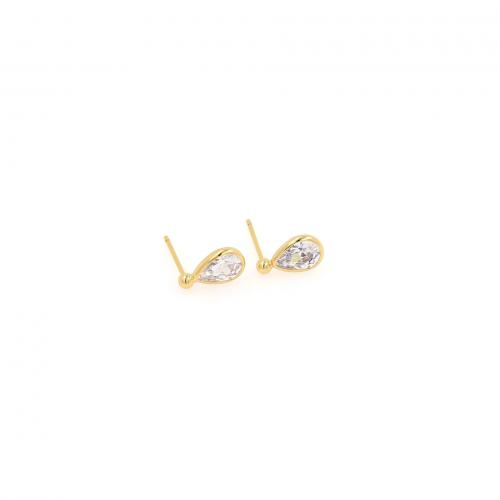 Cubic Zirconia Micro Pave Brass Earring, Teardrop, 18K gold plated, fashion jewelry & micro pave cubic zirconia & for woman 