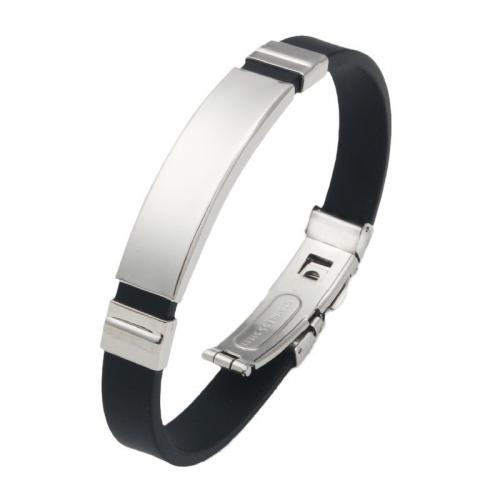 Silicone Stainless Steel Bracelets, with 304 Stainless Steel, fashion jewelry & Unisex 10mm Approx 21 cm 