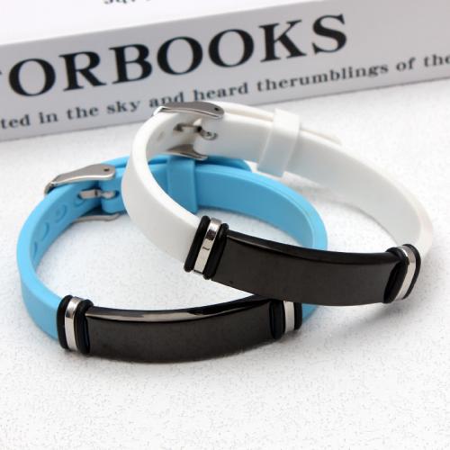 Silicone Stainless Steel Bracelets, with 304 Stainless Steel, fashion jewelry & for man 10mm Approx 22.5 cm 