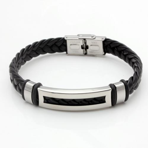 PU Leather Cord Bracelets, with 304 Stainless Steel, fashion jewelry & Unisex, 10mm Approx 21 cm 