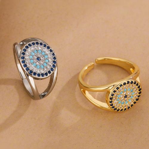 Zircon pavent l'anneau en laiton de doigt, Rond, Placage de couleur d'or, pavé de micro zircon & pour femme, plus de couleurs à choisir, Vendu par PC
