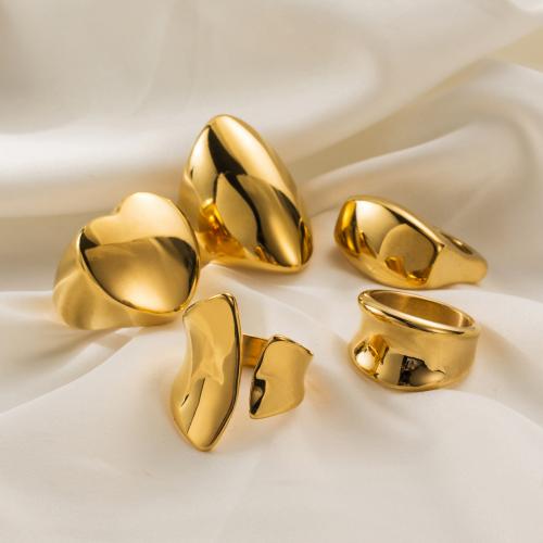 Edelstahl Fingerring, 304 Edelstahl, 18K vergoldet, Modeschmuck & verschiedene Größen vorhanden & verschiedene Stile für Wahl & für Frau, verkauft von PC