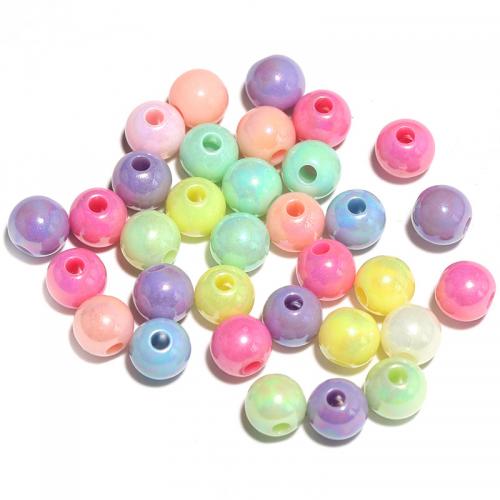 Plating Acrylic Beads, Round, colorful plated, DIY mixed colors, Approx 