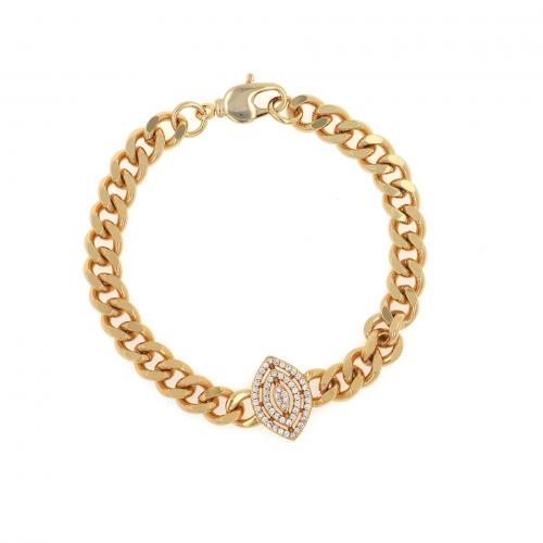 Cubic Zirconia Micro Pave Brass Bracelet, 18K gold plated, fashion jewelry & Unisex & micro pave cubic zirconia Approx 18.7 cm 