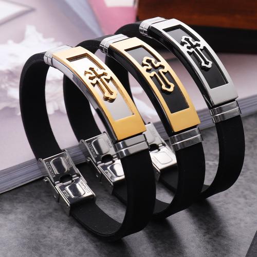 Silicone Stainless Steel Bracelets, with 304 Stainless Steel, fashion jewelry & Unisex 12mm Approx 22 cm 