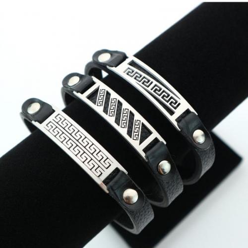 PU Leather Cord Bracelets, with 304 Stainless Steel, fashion jewelry & Unisex 10mm Approx 22 cm 