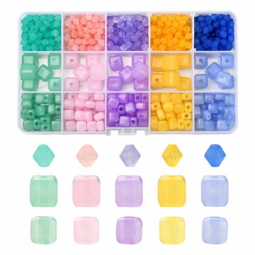 DIY Jewelry Finding Kit, Acrylic, with Plastic Box, Rectangle, mixed colors 