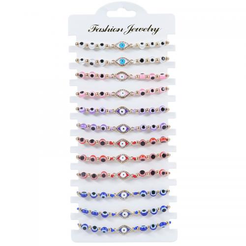 Evil Eye Jewelry Bracelet, Zinc Alloy, with Resin, plated, fashion jewelry & with rhinestone bracelet Circumference 11-28cm 