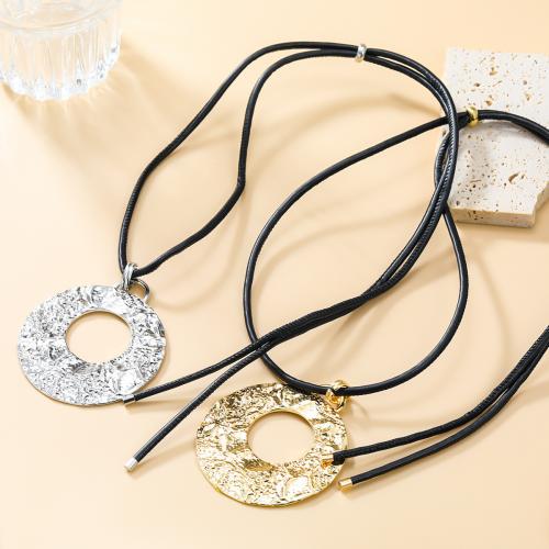 Waxed Nylon Cord Necklace, Zinc Alloy, with Wax Cord, Round, plated, fashion jewelry & for woman Approx 102 cm 