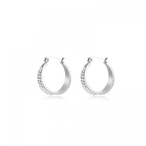 Stainless Steel Leverback Earring, 304 Stainless Steel, fashion jewelry & for woman & with rhinestone, original color, 24mm 