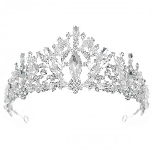 Bridal Tiaras, Zinc Alloy, silver color plated, for woman & with rhinestone [