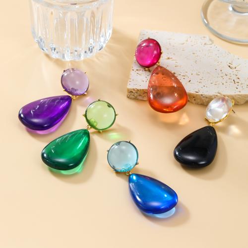 Resin Zinc Alloy Earring, with Resin, Teardrop, fashion jewelry & for woman 