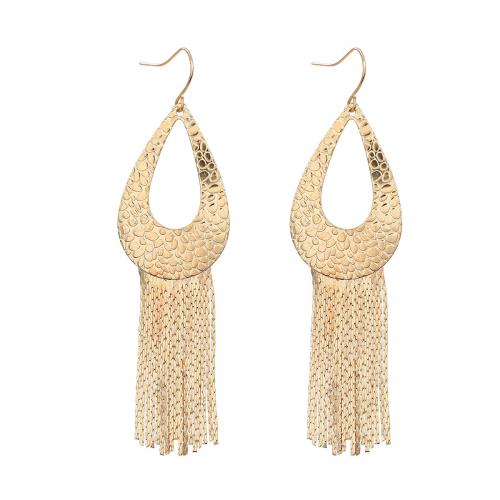 Fashion Fringe Earrings, Zinc Alloy, Teardrop, plated, fashion jewelry & for woman & hollow, gold 