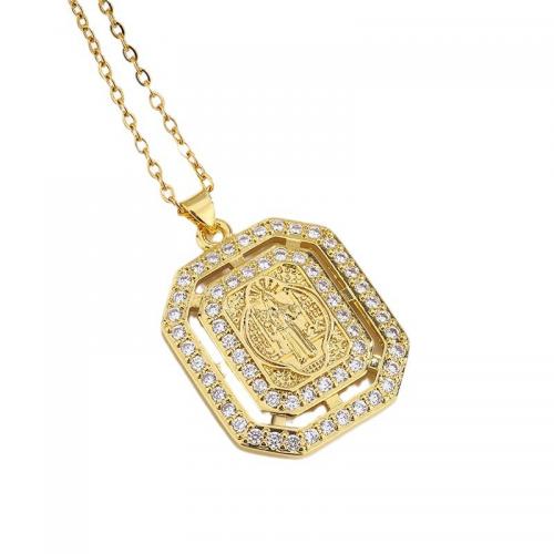 Cubic Zircon Micro Pave Brass Necklace, with 5CM extender chain, plated & micro pave cubic zirconia & for woman, gold Approx 40 cm 