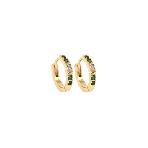 Cubic Zirconia Micro Pave Brass Earring, 18K gold plated, fashion jewelry & micro pave cubic zirconia & for woman, green 