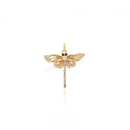 Cubic Zirconia Micro Pave Brass Pendant, Dragonfly, 18K gold plated, fashion jewelry & DIY & micro pave cubic zirconia 
