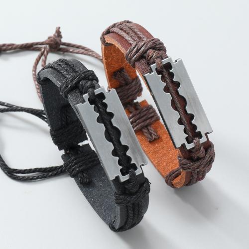 PU Leather Cord Bracelets, with Linen & Zinc Alloy, fashion jewelry & for woman 15mm Approx 5.5-7.5 cm 