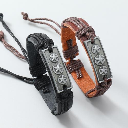 PU Leather Cord Bracelets, with Linen & Zinc Alloy, fashion jewelry & Unisex 12mm Approx 5.5-7.5 cm 