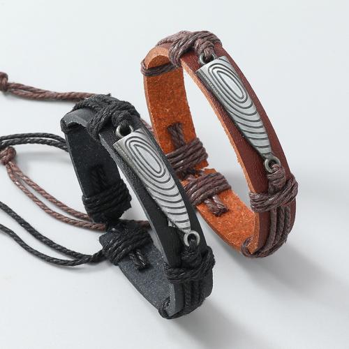 PU Leather Cord Bracelets, with Linen & Zinc Alloy, fashion jewelry & Unisex 12mm Approx 5.5-7.5 cm 